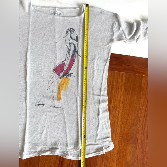 Abercrombie & Fitch Women Top Shirt Heather Gray Artistic Long Sleeve Tee Size L - Picture 15 of 16